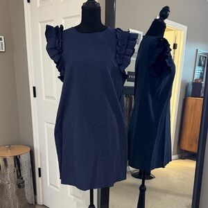 SHEIN Navy Ruffle Sleeve Mini Dress